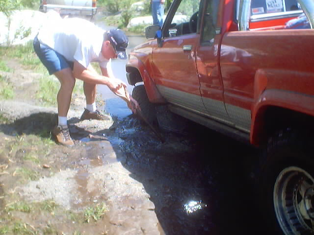 87 Toyota Turbo truck knee deep